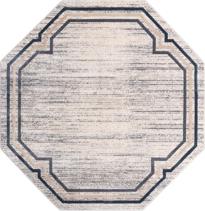 Gray 7' x 7' Oasis Octagon Area Rug 65% Polypropylene & 35% Polyester Contemporary Carpet for Living Rooms, Bedroom, Kitchen, Dining, Office for Sale at Rug Engine