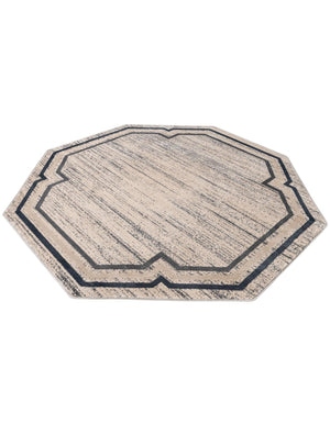 Gray 7' x 7' Oasis Octagon Area Rug 65% Polypropylene & 35% Polyester Contemporary Carpet for Living Rooms, Bedroom, Kitchen, Dining, Office for Sale at Rug Engine