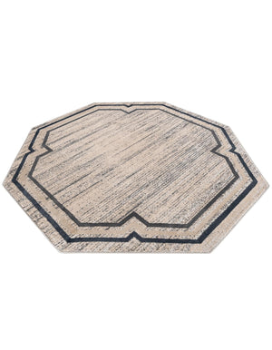 Gray 7' x 7' Oasis Octagon Area Rug 65% Polypropylene & 35% Polyester Contemporary Carpet for Living Rooms, Bedroom, Kitchen, Dining, Office for Sale at Rug Engine