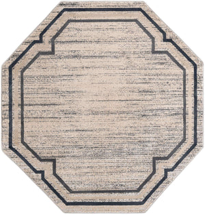 Gray 7' x 7' Oasis Octagon Area Rug 65% Polypropylene & 35% Polyester Contemporary Carpet for Living Rooms, Bedroom, Kitchen, Dining, Office for Sale at Rug Engine