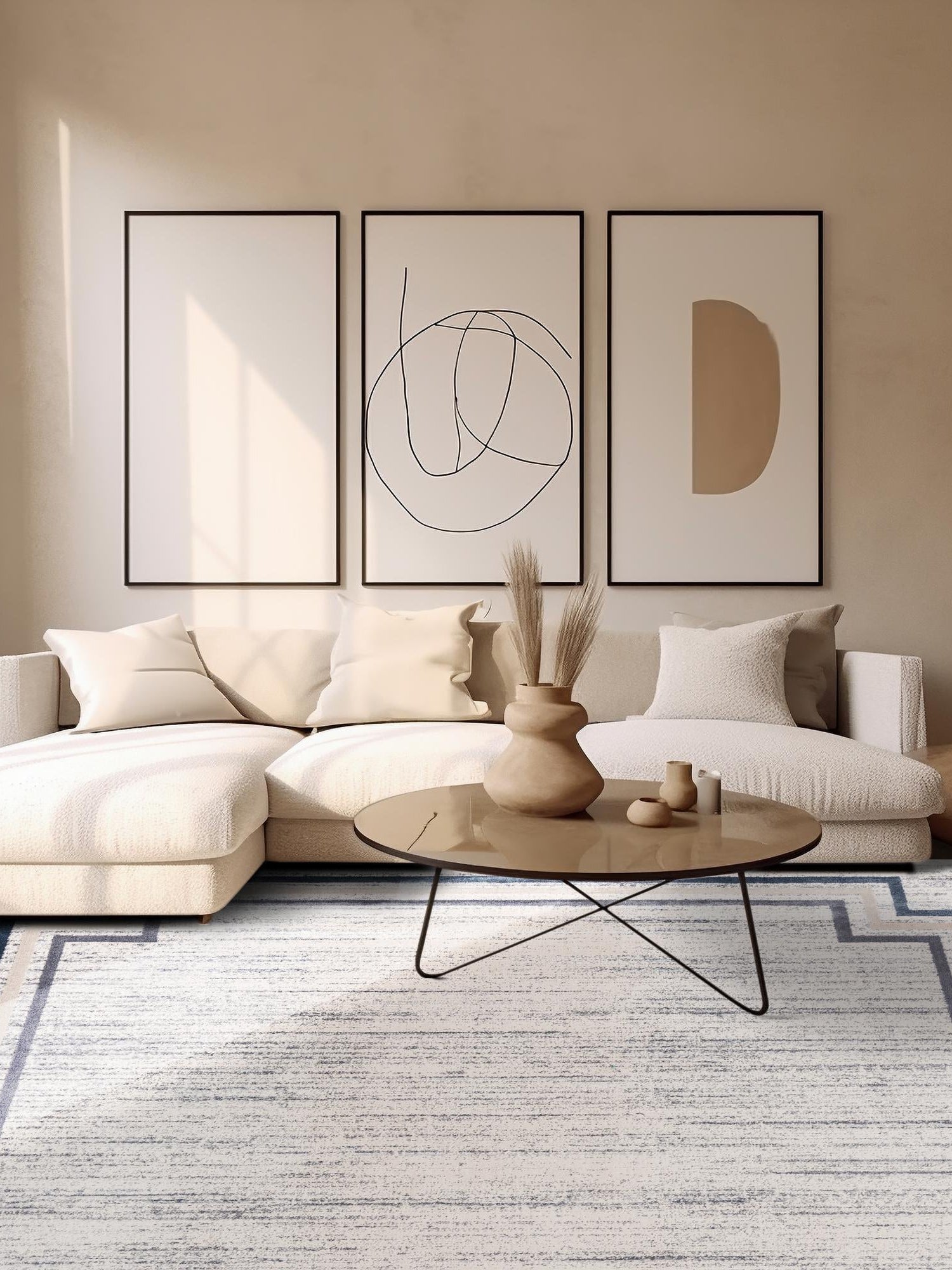 Gray 6' 1 x 6' 1 Oasis Square Area Rug 65% Polypropylene & 35% Polyester Contemporary Carpet for Living Rooms, Bedroom, Kitchen, Dining, Office for Sale at Rug Engine