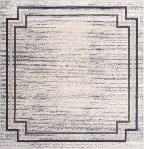 Gray 7' x 7' Oasis Square Area Rug 65% Polypropylene & 35% Polyester Contemporary Carpet for Living Rooms, Bedroom, Kitchen, Dining, Office for Sale at Rug Engine