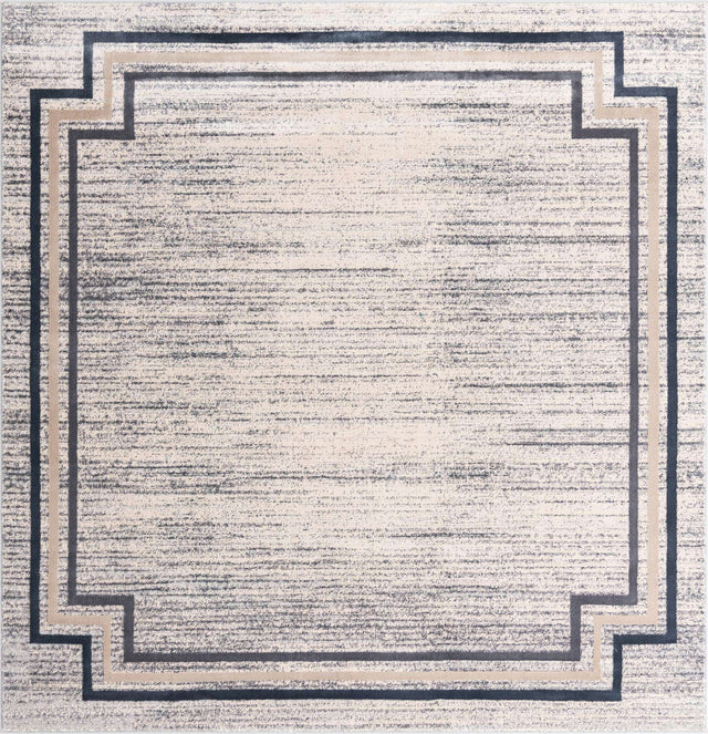 Gray 7' x 7' Oasis Square Area Rug 65% Polypropylene & 35% Polyester Contemporary Carpet for Living Rooms, Bedroom, Kitchen, Dining, Office for Sale at Rug Engine