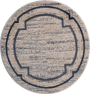 Gray 3' x 3' Oasis Round Area Rug 65% Polypropylene & 35% Polyester Contemporary Carpet for Living Rooms, Bedroom, Kitchen, Dining, Office for Sale at Rug Engine