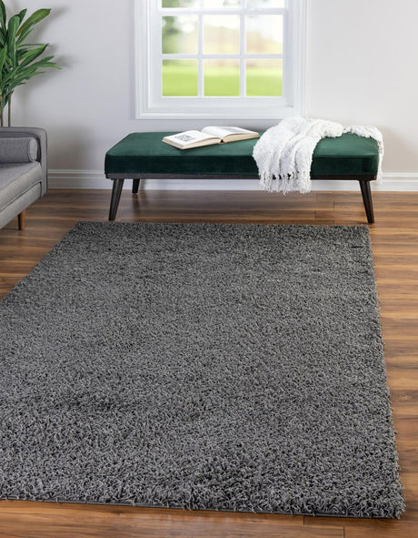Graphite Gray 3' 3 x 5' 3 Comfort Solid Shag Rectangle Area Rug Thick Soft Touch Fluffy & Plush Shaggy Pile 100% Polypropylene for Living Room, Office, Bedroom for Sale at Rug Engine