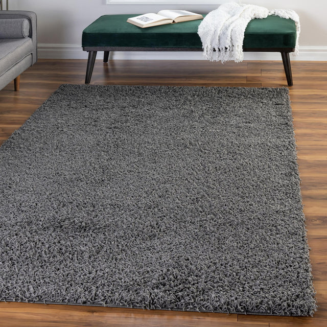 Graphite Gray 3' 3 x 5' 3 Comfort Solid Shag Rectangle Area Rug Thick Soft Touch Fluffy & Plush Shaggy Pile 100% Polypropylene for Living Room, Office, Bedroom for Sale at Rug Engine