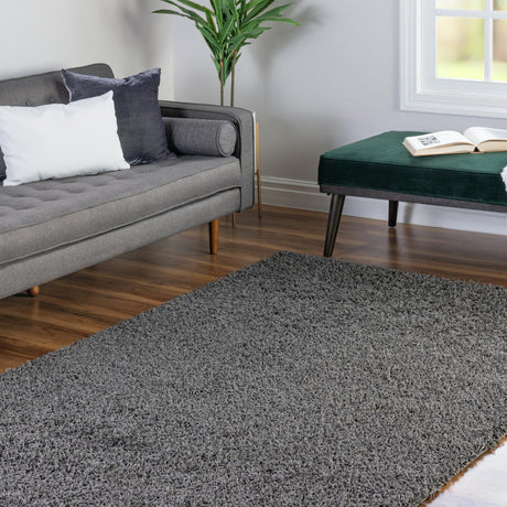 Graphite Gray 3' 3 x 5' 3 Comfort Solid Shag Rectangle Area Rug Thick Soft Touch Fluffy & Plush Shaggy Pile 100% Polypropylene for Living Room, Office, Bedroom for Sale at Rug Engine