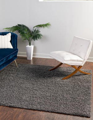 Graphite Gray 7' x 7' Comfort Solid Shag Square Area Rug Thick Soft Touch Fluffy & Plush Shaggy Pile 100% Polypropylene for Living Room, Office, Bedroom for Sale at Rug Engine