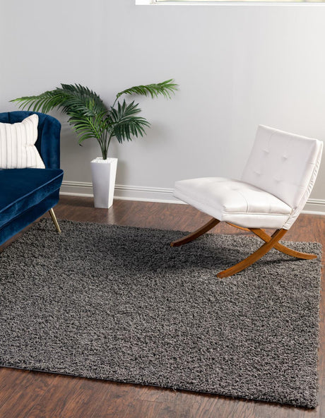 Graphite Gray 7' x 7' Comfort Solid Shag Square Area Rug Thick Soft Touch Fluffy & Plush Shaggy Pile 100% Polypropylene for Living Room, Office, Bedroom for Sale at Rug Engine