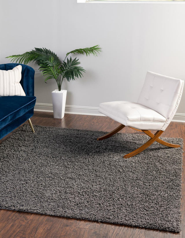 Graphite Gray 7' x 7' Comfort Solid Shag Square Area Rug Thick Soft Touch Fluffy & Plush Shaggy Pile 100% Polypropylene for Living Room, Office, Bedroom for Sale at Rug Engine