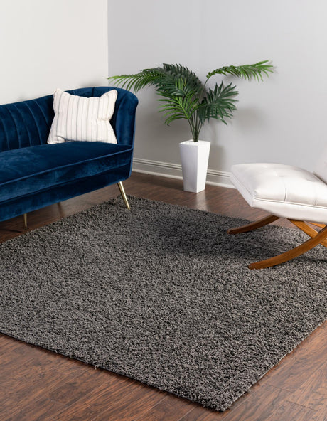 Graphite Gray 7' x 7' Comfort Solid Shag Square Area Rug Thick Soft Touch Fluffy & Plush Shaggy Pile 100% Polypropylene for Living Room, Office, Bedroom for Sale at Rug Engine