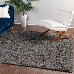 Graphite Gray 7' x 7' Comfort Solid Shag Square Area Rug Thick Soft Touch Fluffy & Plush Shaggy Pile 100% Polypropylene for Living Room, Office, Bedroom for Sale at Rug Engine