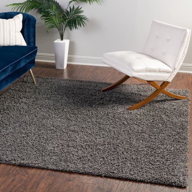 Graphite Gray 7' x 7' Comfort Solid Shag Square Area Rug Thick Soft Touch Fluffy & Plush Shaggy Pile 100% Polypropylene for Living Room, Office, Bedroom for Sale at Rug Engine