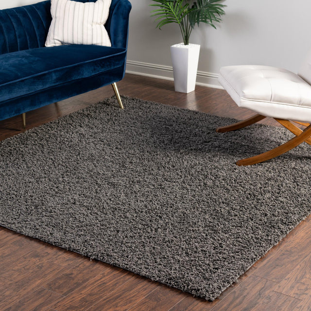Graphite Gray 7' x 7' Comfort Solid Shag Square Area Rug Thick Soft Touch Fluffy & Plush Shaggy Pile 100% Polypropylene for Living Room, Office, Bedroom for Sale at Rug Engine
