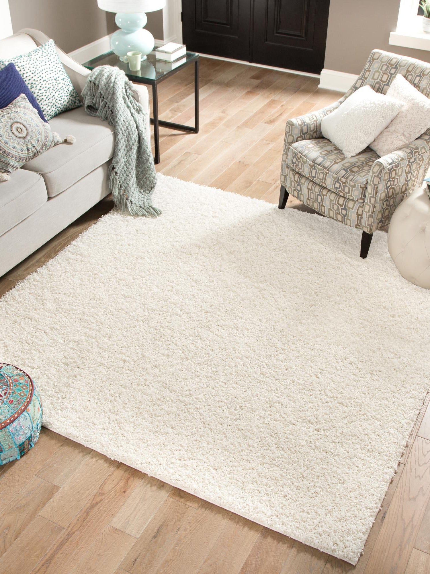 Snow White 10' x 10' Comfort Solid Shag Square Area Rug Thick Soft Touch Fluffy & Plush Shaggy Pile 100% Polypropylene for Living Room, Office, Bedroom for Sale at Rug Engine