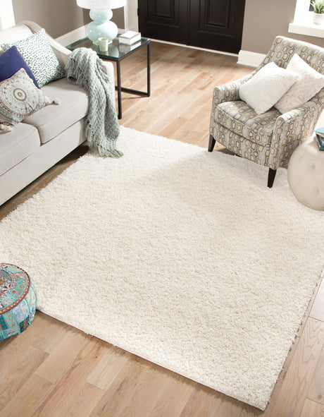 Snow White 10' x 10' Comfort Solid Shag Square Area Rug Thick Soft Touch Fluffy & Plush Shaggy Pile 100% Polypropylene for Living Room, Office, Bedroom for Sale at Rug Engine