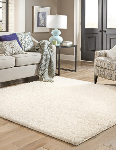 Snow White 10' x 10' Comfort Solid Shag Square Area Rug Thick Soft Touch Fluffy & Plush Shaggy Pile 100% Polypropylene for Living Room, Office, Bedroom for Sale at Rug Engine