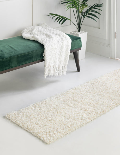 Snow White 2' 6 x 13' Comfort Solid Shag Runner Area Rug Thick Soft Touch Fluffy & Plush Shaggy Pile 100% Polypropylene for Living Room, Office, Bedroom for Sale at Rug Engine