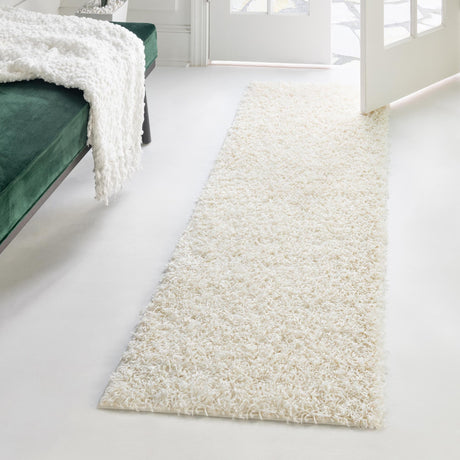 Snow White 2' 6 x 13' Comfort Solid Shag Runner Area Rug Thick Soft Touch Fluffy & Plush Shaggy Pile 100% Polypropylene for Living Room, Office, Bedroom for Sale at Rug Engine
