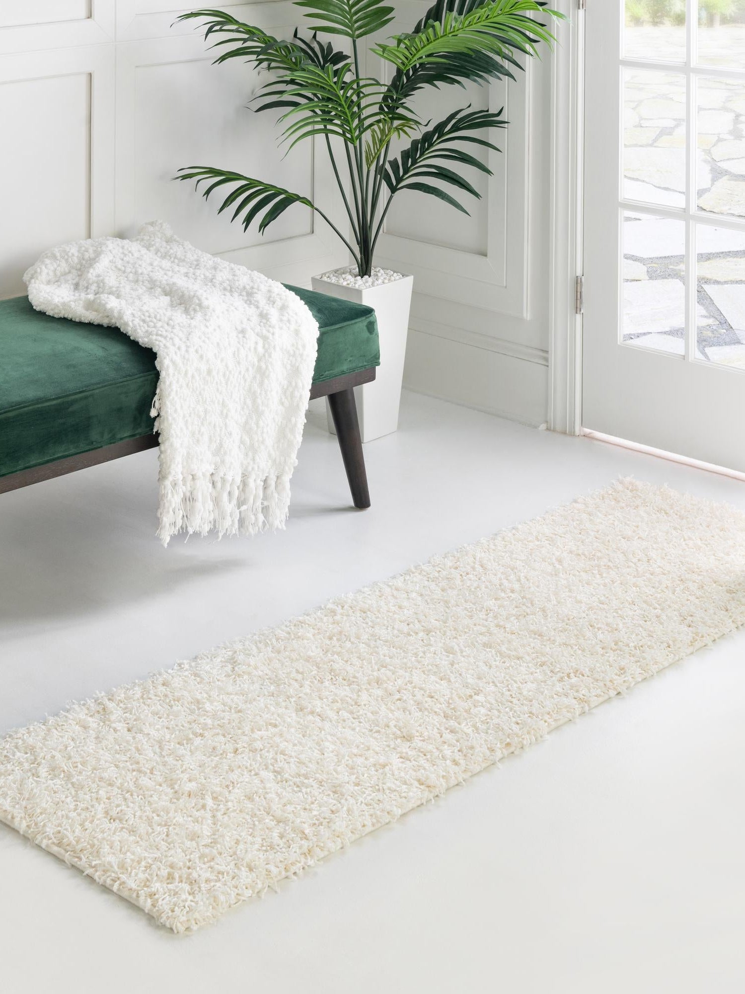 Snow White 2' 6 x 13' Comfort Solid Shag Runner Area Rug Thick Soft Touch Fluffy & Plush Shaggy Pile 100% Polypropylene for Living Room, Office, Bedroom for Sale at Rug Engine