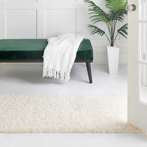 Snow White 2' 6 x 16' 5 Comfort Solid Shag Runner Area Rug Thick Soft Touch Fluffy & Plush Shaggy Pile 100% Polypropylene for Living Room, Office, Bedroom for Sale at Rug Engine