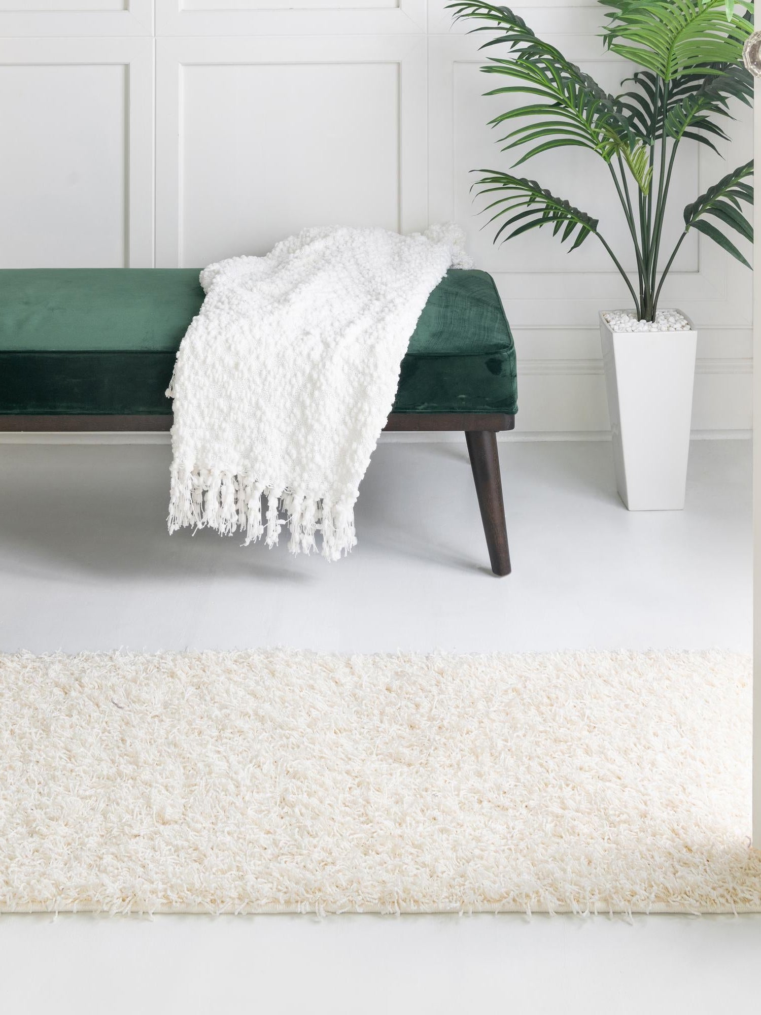Snow White 2' 6 x 13' Comfort Solid Shag Runner Area Rug Thick Soft Touch Fluffy & Plush Shaggy Pile 100% Polypropylene for Living Room, Office, Bedroom for Sale at Rug Engine