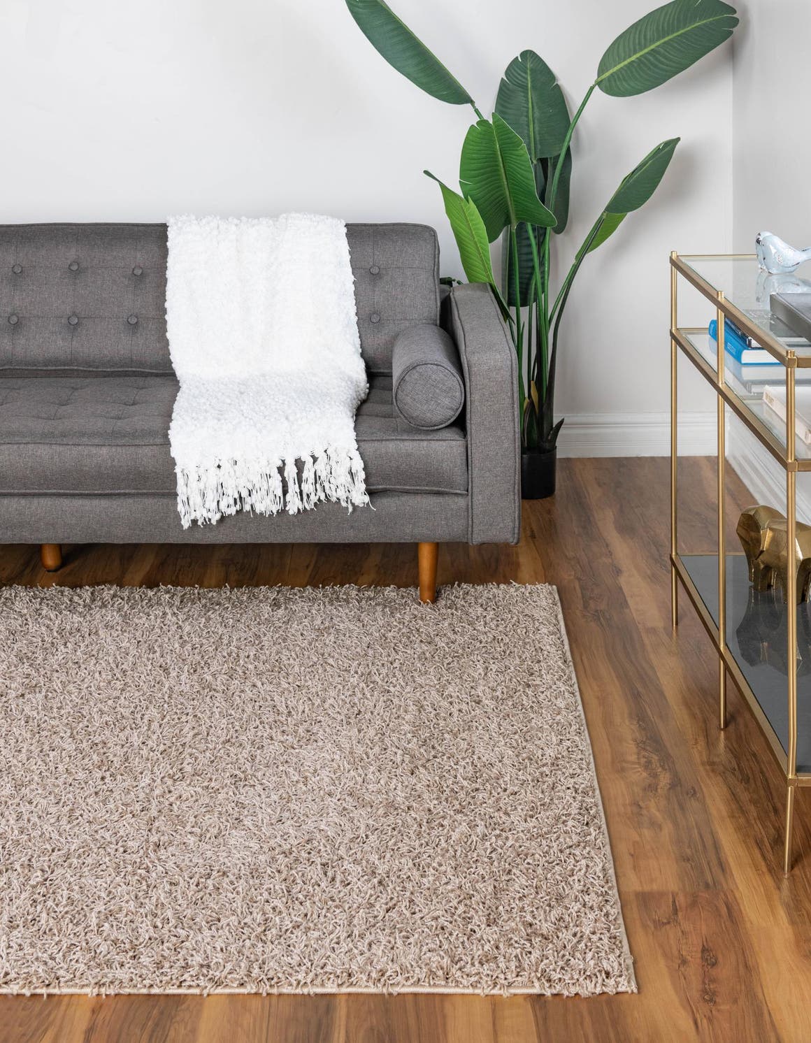 Taupe 4' x 6' Comfort Solid Shag Rectangle Area Rug Thick Soft Touch Fluffy & Plush Shaggy Pile 100% Polypropylene for Living Room, Office, Bedroom for Sale at Rug Engine