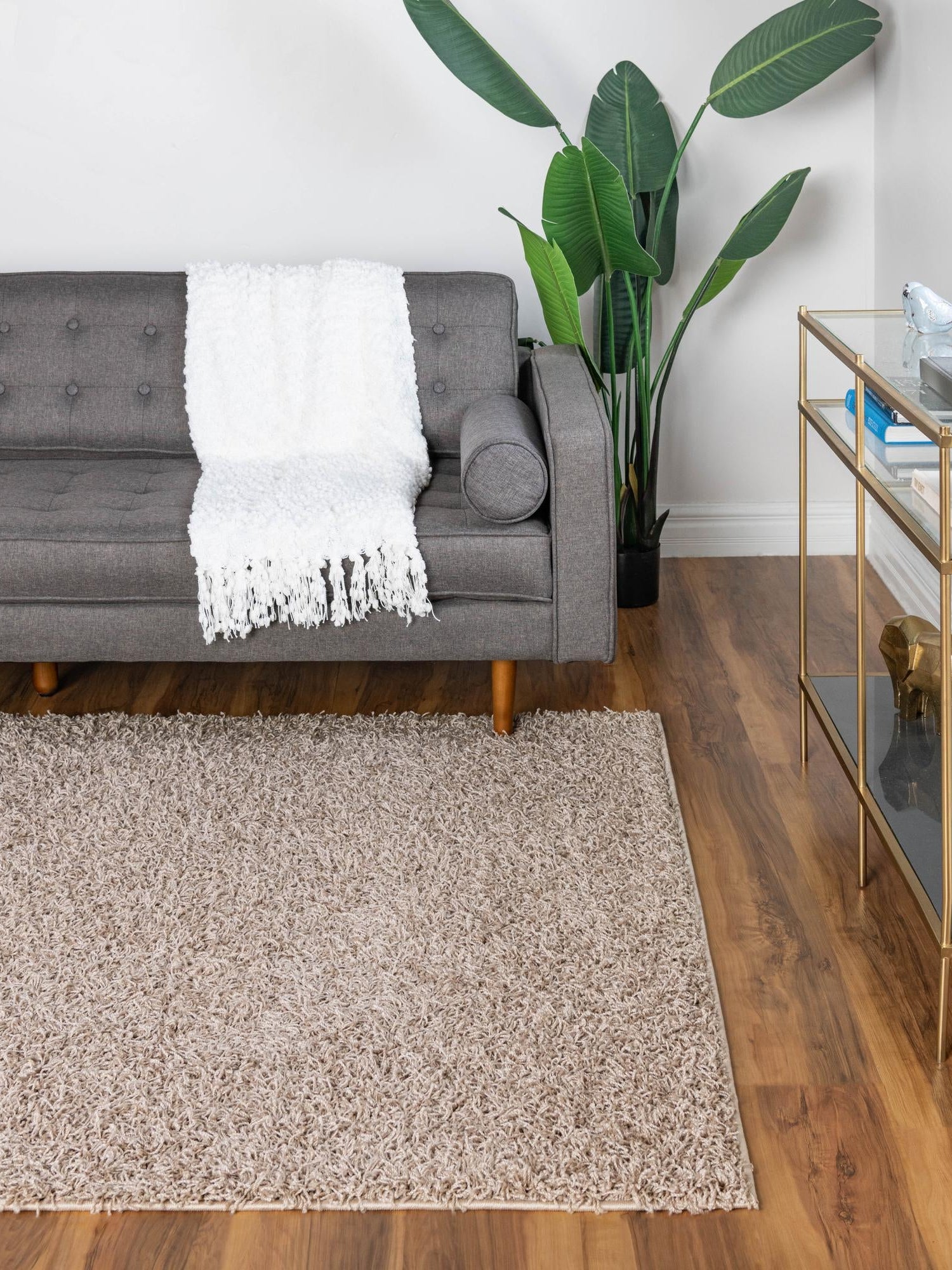 Taupe 2' 2 x 3' Comfort Solid Shag Rectangle Area Rug Thick Soft Touch Fluffy & Plush Shaggy Pile 100% Polypropylene for Living Room, Office, Bedroom for Sale at Rug Engine