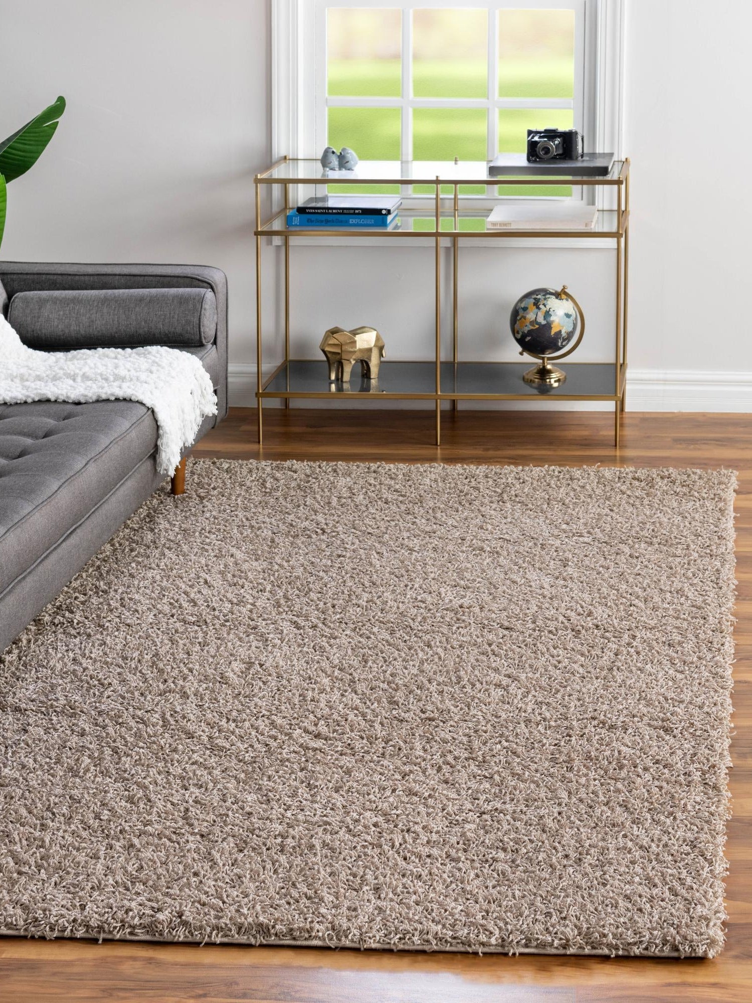 Taupe 2' 2 x 3' Comfort Solid Shag Rectangle Area Rug Thick Soft Touch Fluffy & Plush Shaggy Pile 100% Polypropylene for Living Room, Office, Bedroom for Sale at Rug Engine