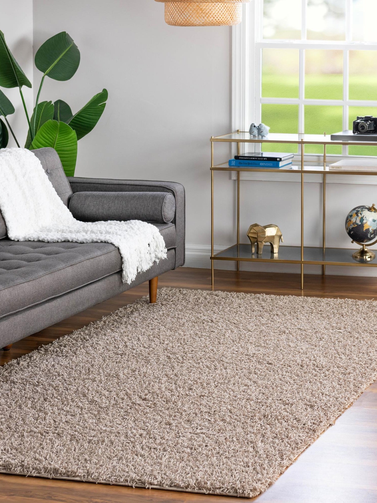 Taupe 2' 2 x 3' Comfort Solid Shag Rectangle Area Rug Thick Soft Touch Fluffy & Plush Shaggy Pile 100% Polypropylene for Living Room, Office, Bedroom for Sale at Rug Engine