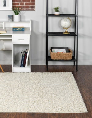 Pure Ivory 4' x 6' Comfort Solid Shag Rectangle Area Rug Thick Soft Touch Fluffy & Plush Shaggy Pile 100% Polypropylene for Living Room, Office, Bedroom for Sale at Rug Engine