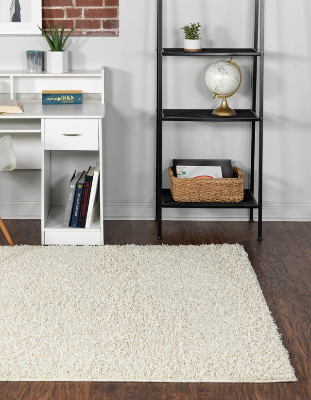 Pure Ivory 4' x 6' Comfort Solid Shag Rectangle Area Rug Thick Soft Touch Fluffy & Plush Shaggy Pile 100% Polypropylene for Living Room, Office, Bedroom for Sale at Rug Engine
