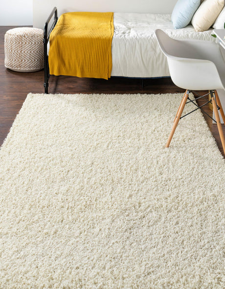 Pure Ivory 4' x 6' Comfort Solid Shag Rectangle Area Rug Thick Soft Touch Fluffy & Plush Shaggy Pile 100% Polypropylene for Living Room, Office, Bedroom for Sale at Rug Engine