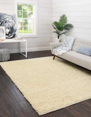 Pure Ivory 7' x 7' Comfort Solid Shag Square Area Rug Thick Soft Touch Fluffy & Plush Shaggy Pile 100% Polypropylene for Living Room, Office, Bedroom for Sale at Rug Engine