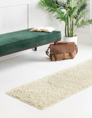 Pure Ivory 2' x 6' Comfort Solid Shag Runner Area Rug Thick Soft Touch Fluffy & Plush Shaggy Pile 100% Polypropylene for Living Room, Office, Bedroom for Sale at Rug Engine