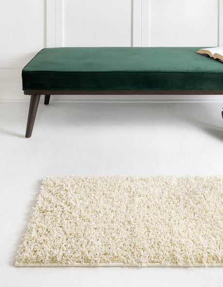 Pure Ivory 2' x 6' Comfort Solid Shag Runner Area Rug Thick Soft Touch Fluffy & Plush Shaggy Pile 100% Polypropylene for Living Room, Office, Bedroom for Sale at Rug Engine