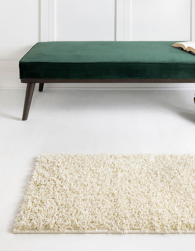 Pure Ivory 2' x 6' Comfort Solid Shag Runner Area Rug Thick Soft Touch Fluffy & Plush Shaggy Pile 100% Polypropylene for Living Room, Office, Bedroom for Sale at Rug Engine