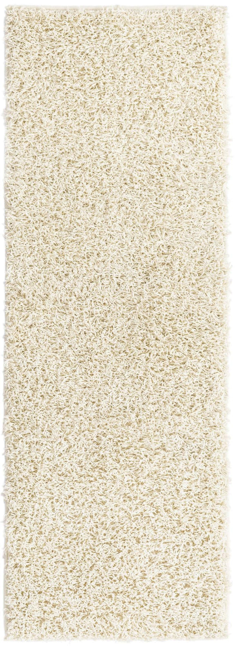 Pure Ivory 2' x 6' Comfort Solid Shag Runner Area Rug Thick Soft Touch Fluffy & Plush Shaggy Pile 100% Polypropylene for Living Room, Office, Bedroom for Sale at Rug Engine