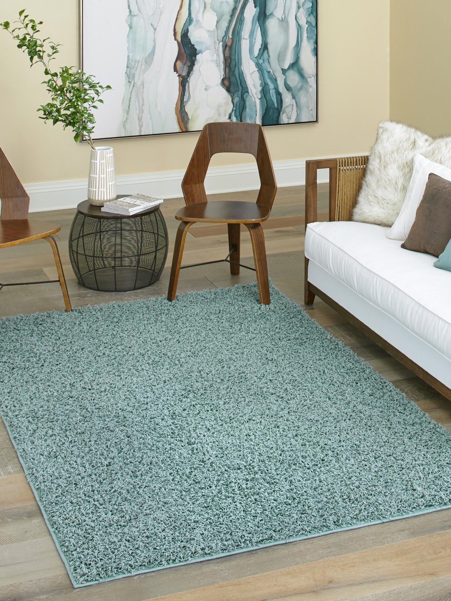 Light Slate Blue 2' 2 x 3' Comfort Solid Shag Rectangle Area Rug Thick Soft Touch Fluffy & Plush Shaggy Pile 100% Polypropylene for Living Room, Office, Bedroom for Sale at Rug Engine