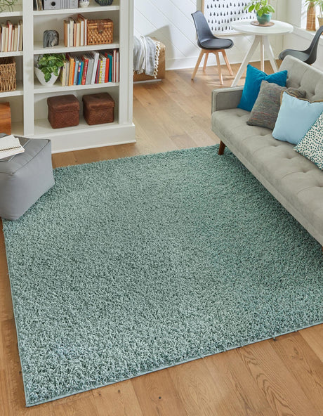 Light Slate Blue 7' x 7' Comfort Solid Shag Square Area Rug Thick Soft Touch Fluffy & Plush Shaggy Pile 100% Polypropylene for Living Room, Office, Bedroom for Sale at Rug Engine