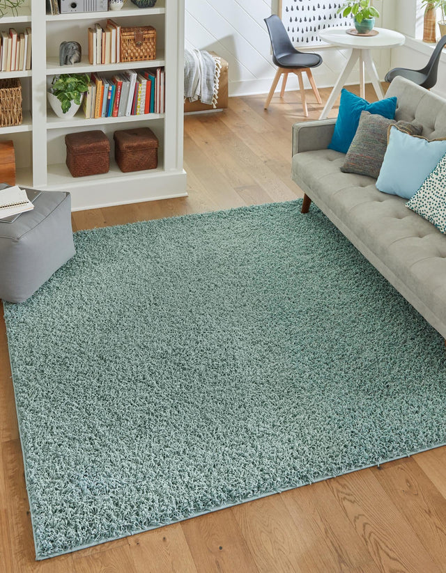 Light Slate Blue 7' x 7' Comfort Solid Shag Square Area Rug Thick Soft Touch Fluffy & Plush Shaggy Pile 100% Polypropylene for Living Room, Office, Bedroom for Sale at Rug Engine