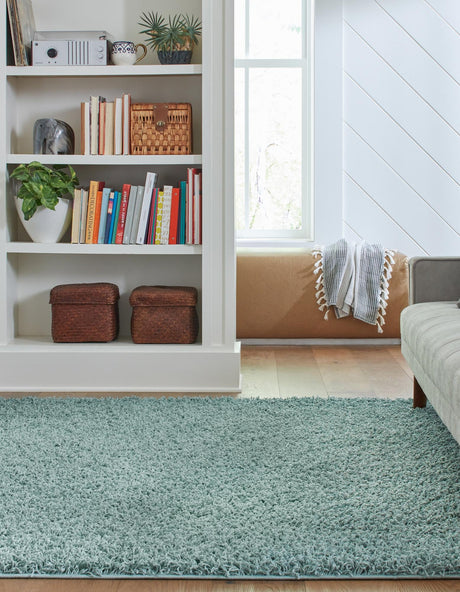 Light Slate Blue 7' x 7' Comfort Solid Shag Square Area Rug Thick Soft Touch Fluffy & Plush Shaggy Pile 100% Polypropylene for Living Room, Office, Bedroom for Sale at Rug Engine