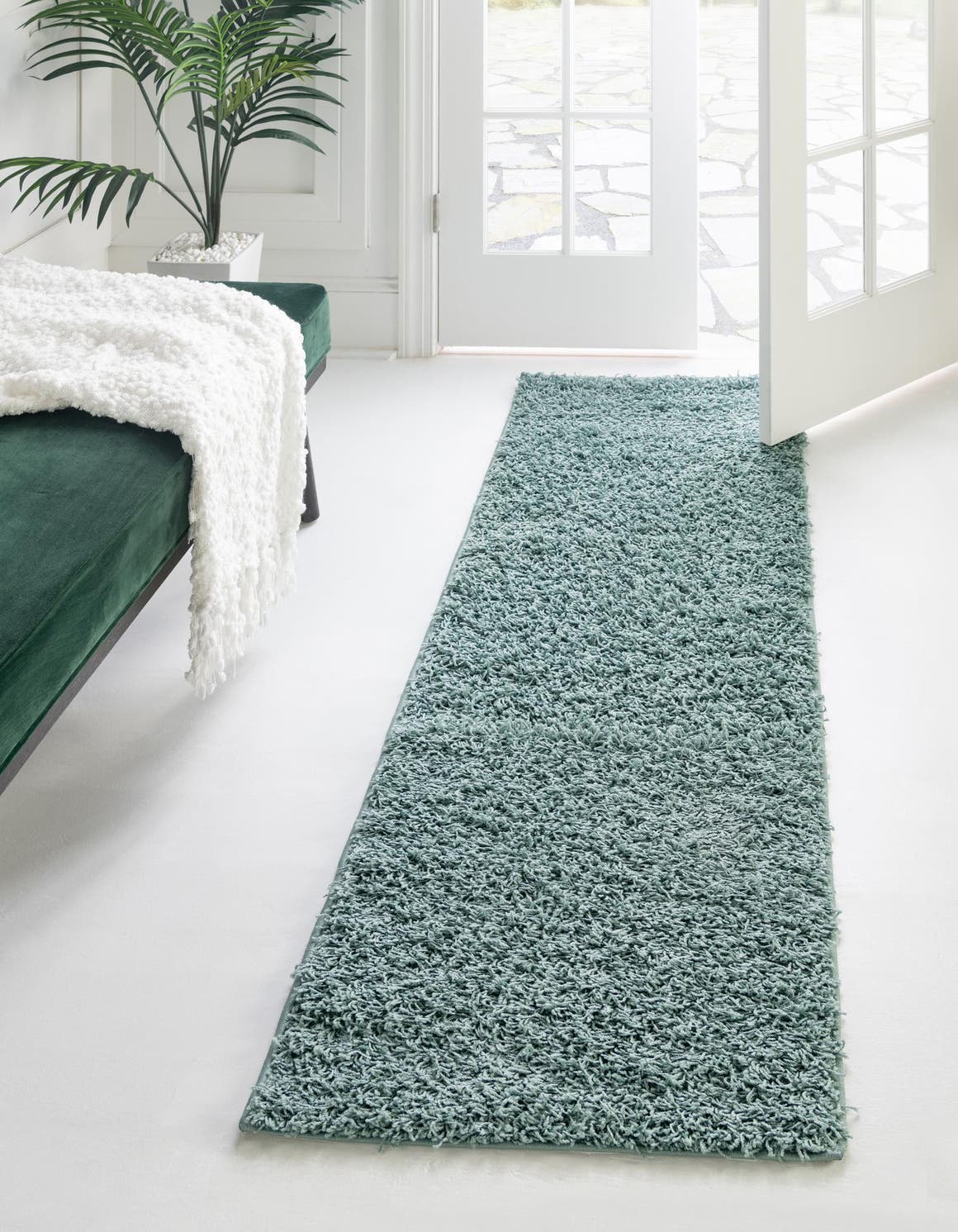 Light Slate Blue 2' 6 x 13' Comfort Solid Shag Runner Area Rug Thick Soft Touch Fluffy & Plush Shaggy Pile 100% Polypropylene for Living Room, Office, Bedroom for Sale at Rug Engine