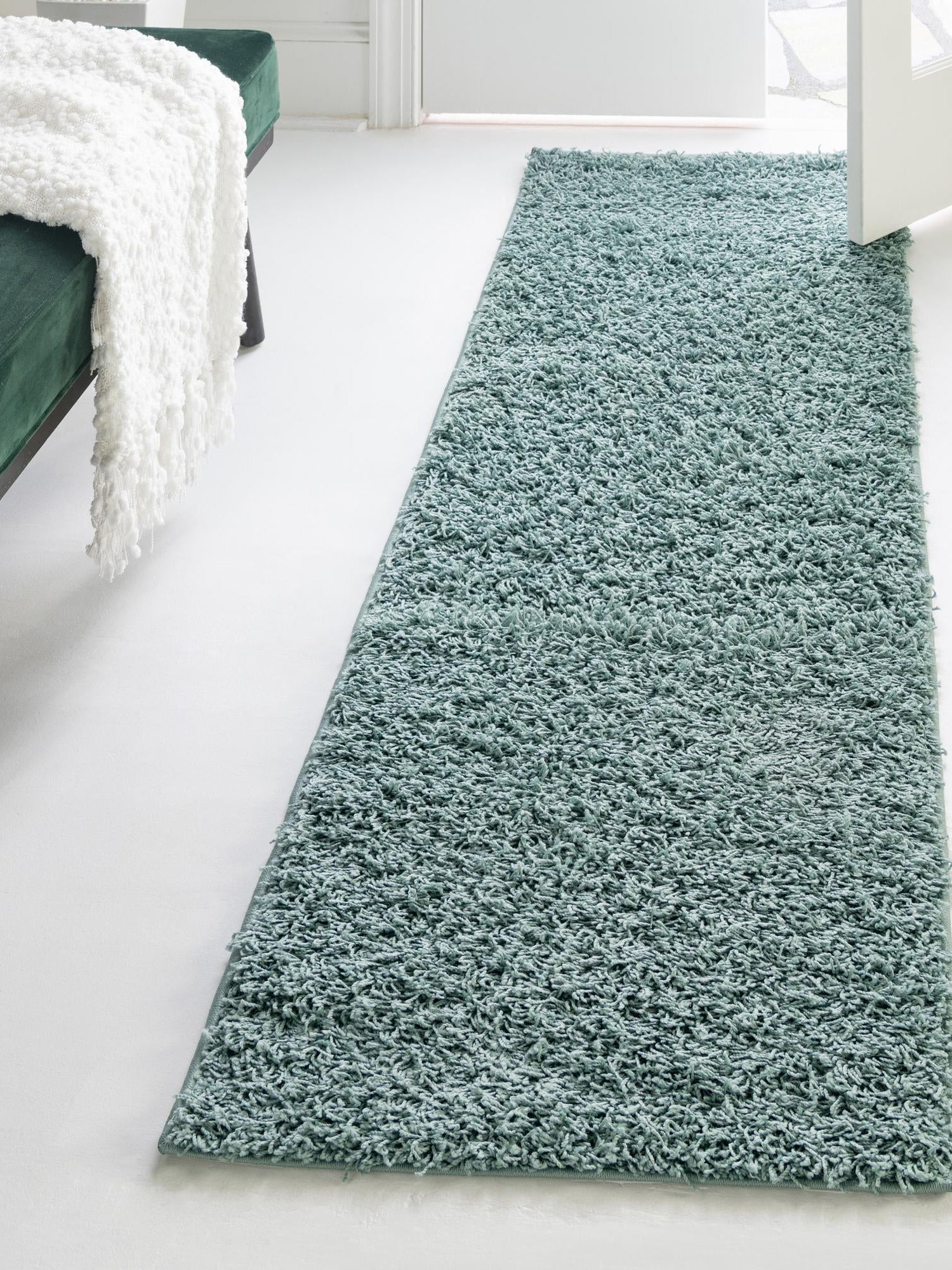 Light Slate Blue 2' 6 x 13' Comfort Solid Shag Runner Area Rug Thick Soft Touch Fluffy & Plush Shaggy Pile 100% Polypropylene for Living Room, Office, Bedroom for Sale at Rug Engine