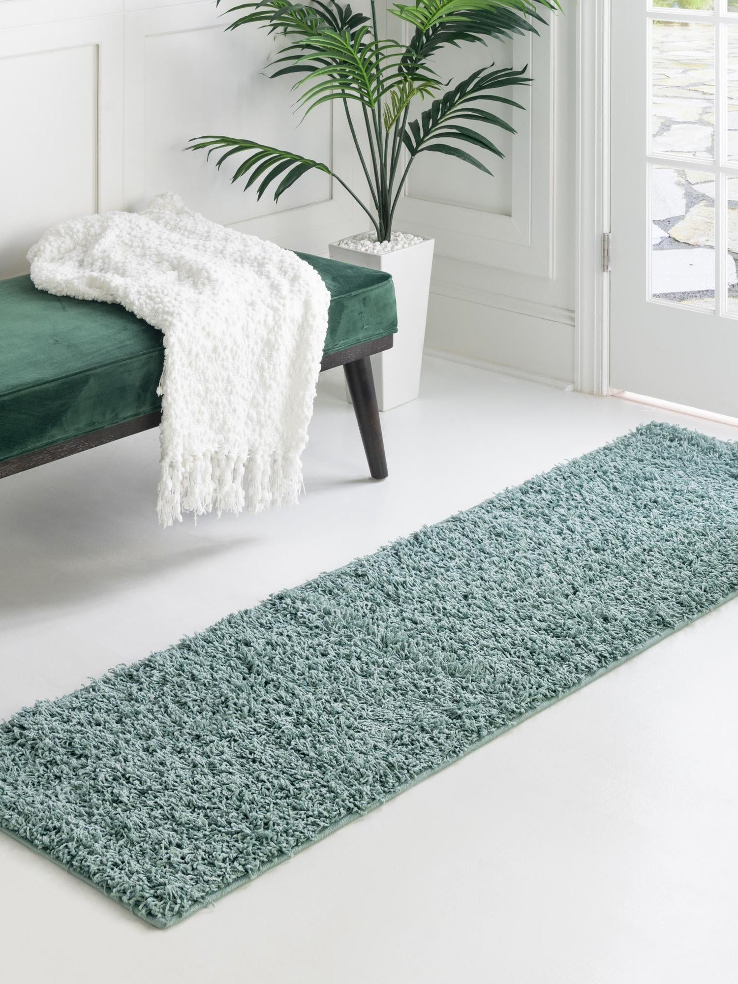 Light Slate Blue 2' x 8' Comfort Solid Shag Runner Area Rug Thick Soft Touch Fluffy & Plush Shaggy Pile 100% Polypropylene for Living Room, Office, Bedroom for Sale at Rug Engine