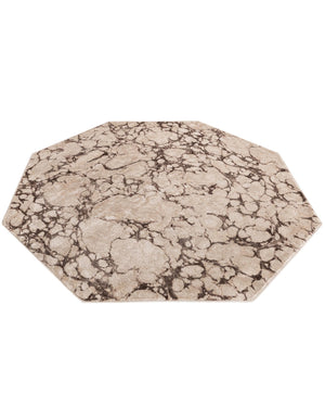 Brown 7' x 7' Oasis Octagon Area Rug 65% Polypropylene & 35% Polyester Contemporary Carpet for Living Rooms, Bedroom, Kitchen, Dining, Office for Sale at Rug Engine