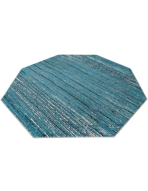 Blue 7' x 7' Oasis Octagon Area Rug 65% Polypropylene & 35% Polyester Contemporary Carpet for Living Rooms, Bedroom, Kitchen, Dining, Office for Sale at Rug Engine