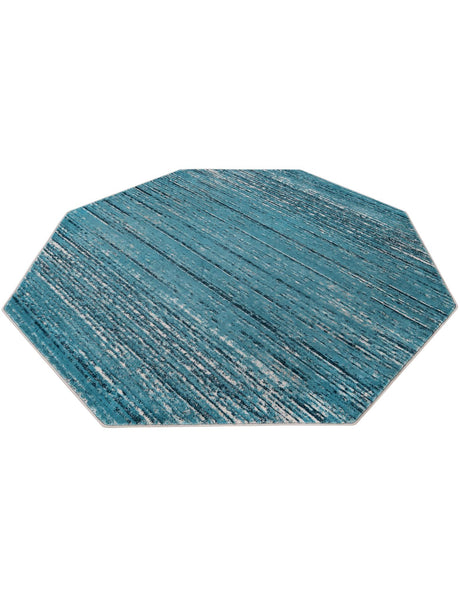 Blue 7' x 7' Oasis Octagon Area Rug 65% Polypropylene & 35% Polyester Contemporary Carpet for Living Rooms, Bedroom, Kitchen, Dining, Office for Sale at Rug Engine
