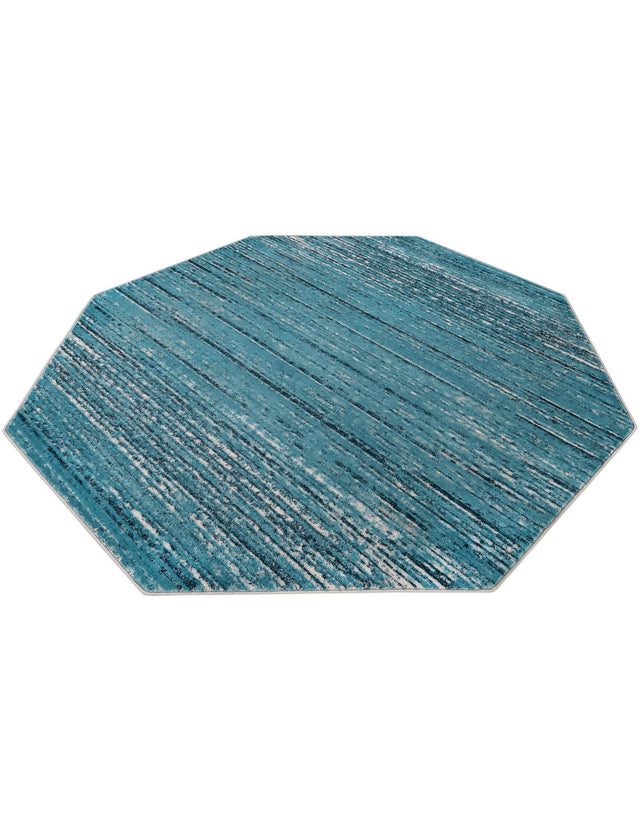 Blue 7' x 7' Oasis Octagon Area Rug 65% Polypropylene & 35% Polyester Contemporary Carpet for Living Rooms, Bedroom, Kitchen, Dining, Office for Sale at Rug Engine