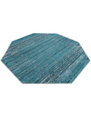 Blue 7' x 7' Oasis Octagon Area Rug 65% Polypropylene & 35% Polyester Contemporary Carpet for Living Rooms, Bedroom, Kitchen, Dining, Office for Sale at Rug Engine